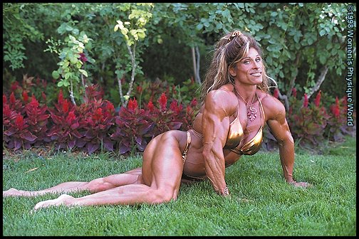 This is a bikini set of Christi in her ripped contest shape